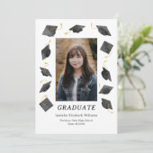 Watercolor Graduation Caps Grad Party Invitation (Debout devant)