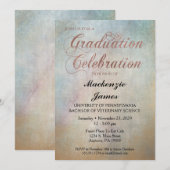Watercolor Graduation Party Invitation Rose Gold (Devant / Derrière)