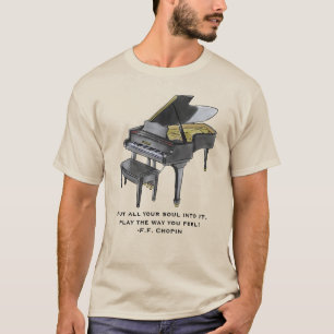 Watercolor Grand Piano Illustratie Chopin Citaat T-shirt
