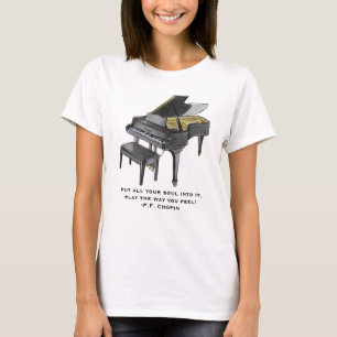 Watercolor Grand Piano Illustratie Chopin Citaat T-shirt