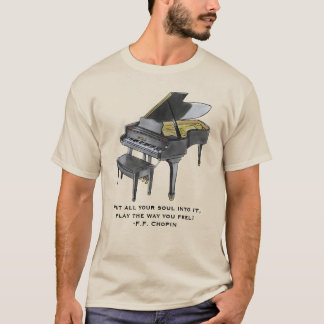 Watercolor Grand Piano Illustration Chopin Quote T-shirt