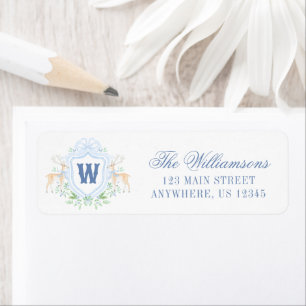 Watercolor Grandmillennial Rendier Monogram Wapen Etiket