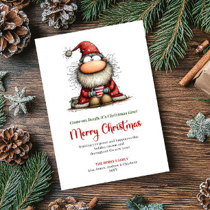 Watercolor Grappige Kerstman Speelse Kerstgroet Feestdagenkaart