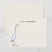 Watercolor Great Blue Heron Monogram Birdwatcher Notitiekaartje (Voorkant / Achterkant)