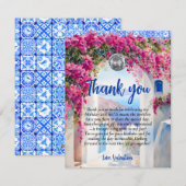 Watercolor Greek Island Floral Tile Carte de remer (Devant / Derrière)