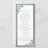 Watercolor Green Eucalyptus Programmes de mariage (Dos)