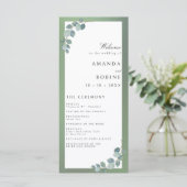 Watercolor Green Eucalyptus Programmes de mariage (Debout devant)