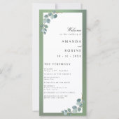 Watercolor Green Eucalyptus Programmes de mariage (Devant)
