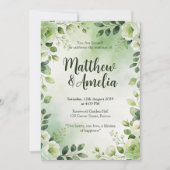 Watercolor Green Floral Wedding Invitation (Devant)