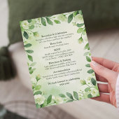 Watercolor Green Floral Wedding Invitation