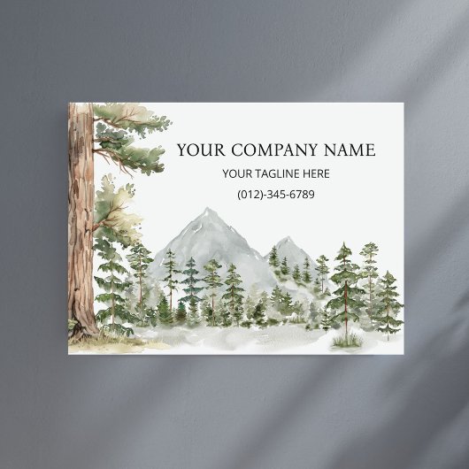 Watercolor Green Forest Personalized Business Poster