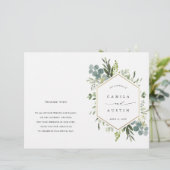 Watercolor Green Gold Hexagon Wedding Programme (Debout devant)
