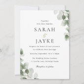 Watercolor Green Leaf Elegance Wedding Kaart (Voorkant)
