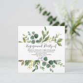 Watercolor Green Leaf Engagement Party Invitation (Debout devant)
