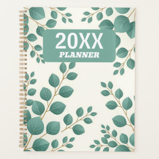 Watercolor Green Leaves Custom Planner