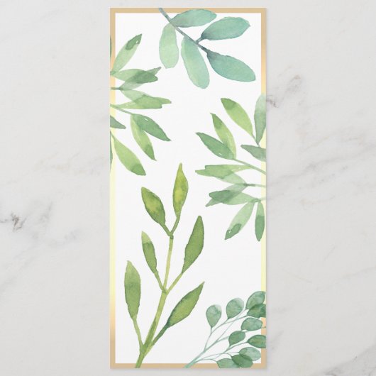 Watercolor Green Menu Mariage (Dos)