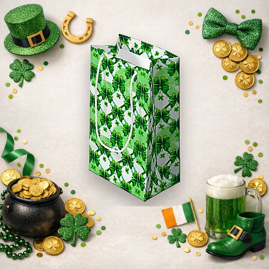 Watercolor Green Shamrock Plaid Pattern Klein Cadeauzakje