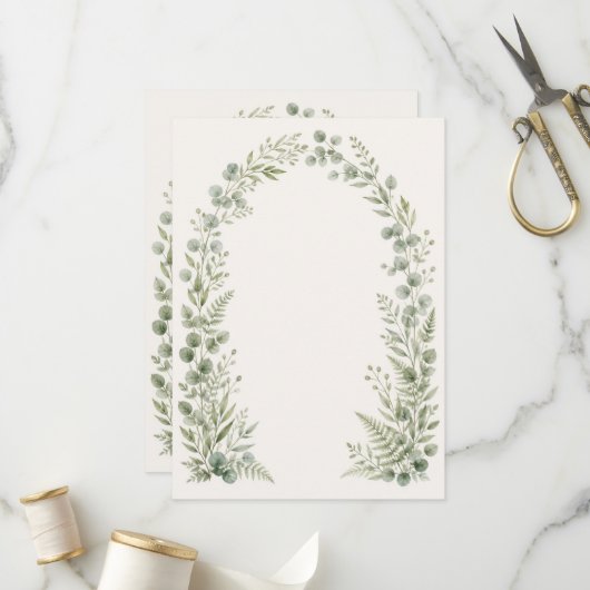 Watercolor Greenery Arch Wedding Program Programma (Voorkant / Achterkant in situ)