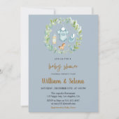 Watercolor Greenery Baby Boy Shower Invitation Kaart (Voorkant)
