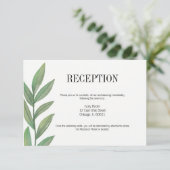 Watercolor Greenery Carte de réception de mariage (Debout devant)