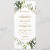 Watercolor Greenery Gold Hexagon Menu Mariage (Devant)