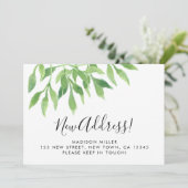 Watercolor Greenery New Address Moving Aankondiging (Staand voorkant)