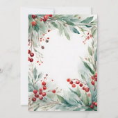 Watercolor Greenery & Red Berries Christmas Party  Kaart (Achterkant)