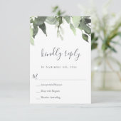 Watercolor Greenery Wedding RSVP Response Cartes (Debout devant)
