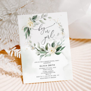 Watercolor groen gender reveal uitnodiging