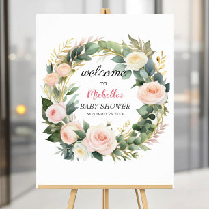 Watercolor groen meisje babyshower welkomstbord poster