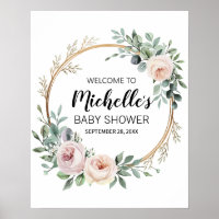 Watercolor groen meisje babyshower welkomstbord