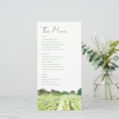 Watercolor Groen Wijnmakerij Wijngaard Trouw Menu (Staand voorkant)