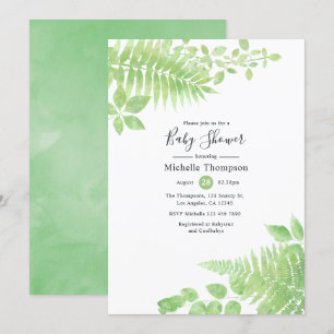 Watercolor Groene Baby Shower Kaart