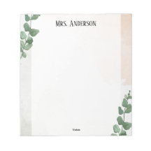 Watercolor Groene Bladeren Leraar Notitieblok