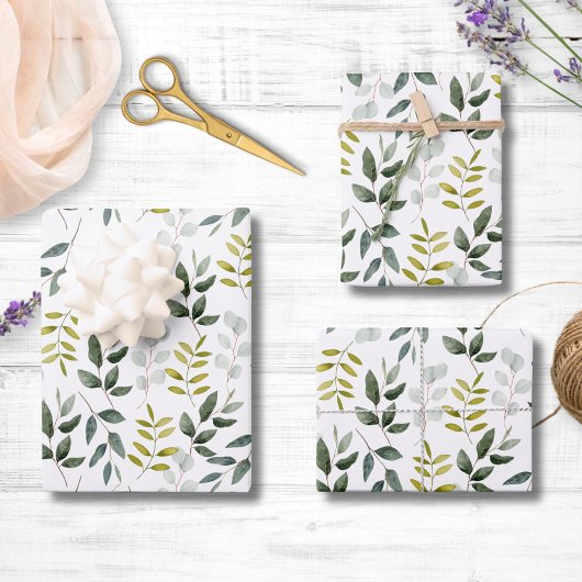 Watercolor Groene Bladeren Patroon Inpakpapier Vel