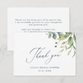 Watercolor Groene Bruiloft Thank You Kaart (Voorkant / Achterkant)