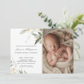 Watercolor Groene Foto Doopfeest Kaart (Staand voorkant)