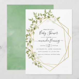 Watercolor Groene Geometrische Babyborrel Kaart