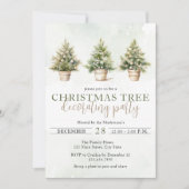 Watercolor groene kerstboom versierfeestje kaart (Voorkant)