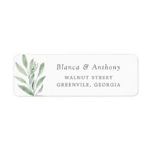 Watercolor Groene Olijftak Label Adres