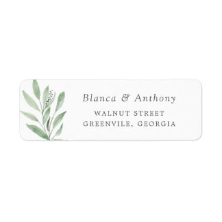 Watercolor Groene Olijftak Label Adres