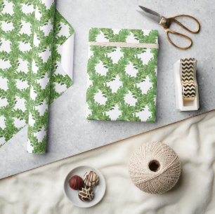 Watercolor groene rooster krans cadeaupapier