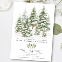 Watercolor Groene Winter Verlovingsfeest