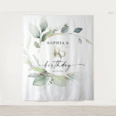 Watercolor Groene Zoete 16e Verjaardag Achtergrond Wandkleed (Voorkant)