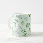 Watercolor Groenery Monogram Koffiemok (Voorkant links)