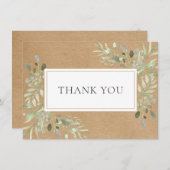 Watercolor Groenery Rustieke Kraft Bedankt (Voorkant / Achterkant)