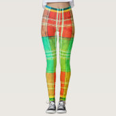 Watercolor Grunge Rainbow Plaid Tartan Texture Leggings (Voorkant)
