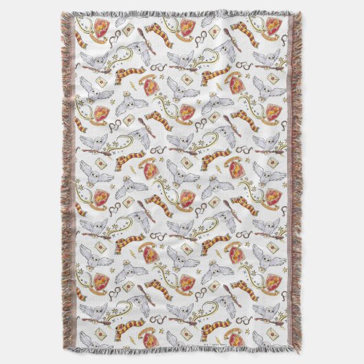 Watercolor GRYFFINDOR™ Hedwig Pattern Deken (Voorkant Verticaal)