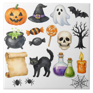 Watercolor Halloween Collage Tegeltje