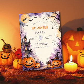 Watercolor Halloween-feest uitnodiging template